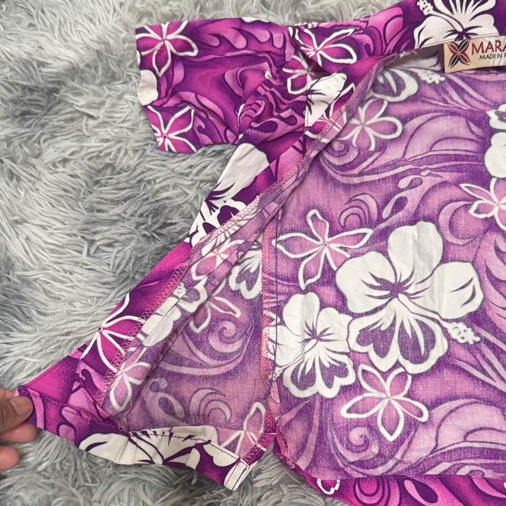 Kids' Vibrant Purple Floral Button Down Shirt - Picture 4 of 5